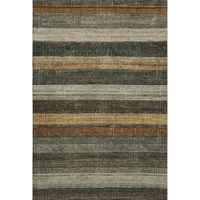 10' X 14' Striped Washable Area Rug With UV Protection (706211) - Khaki / Gray / Beige