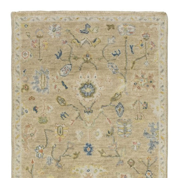 10' Wool Oriental Hand Knotted Runner Rug With Fringe - Beige