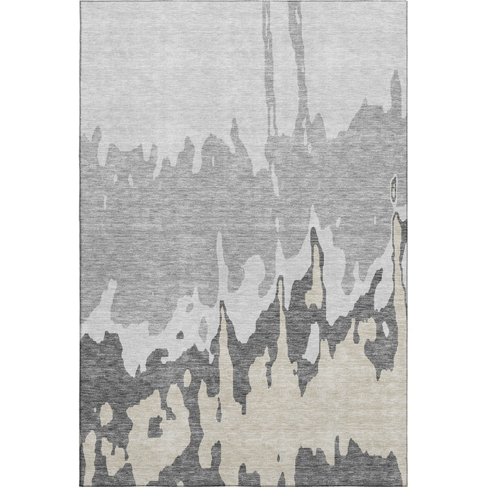 10' X 14' Abstract Washable Area Rug With UV Protection (676128) - Gray / Silver