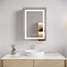 Giga bathroom medicine cabinet with LED mirror, anti-fog, waterproof design, single door, touch switch, adjustable 3000K-6000K light.