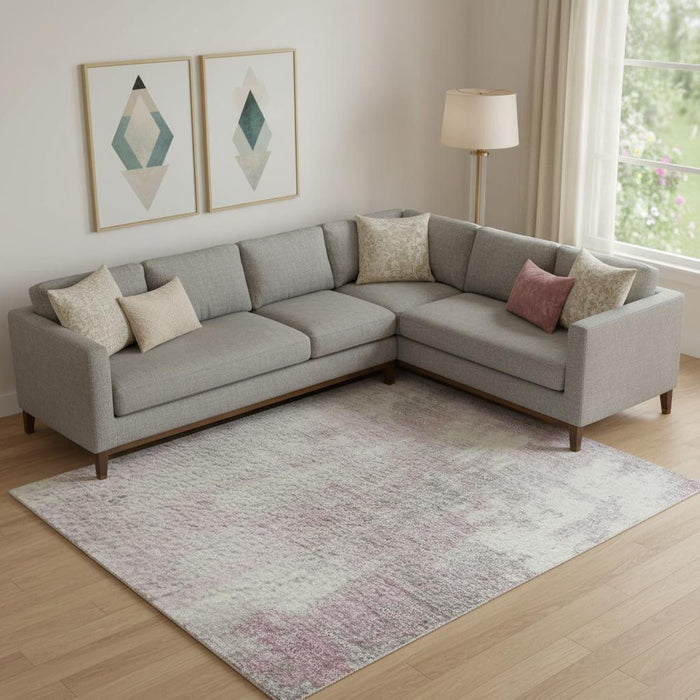 10' X 14' Abstract Washable Area Rug With UV Protection (705413) - Pink / Ivory
