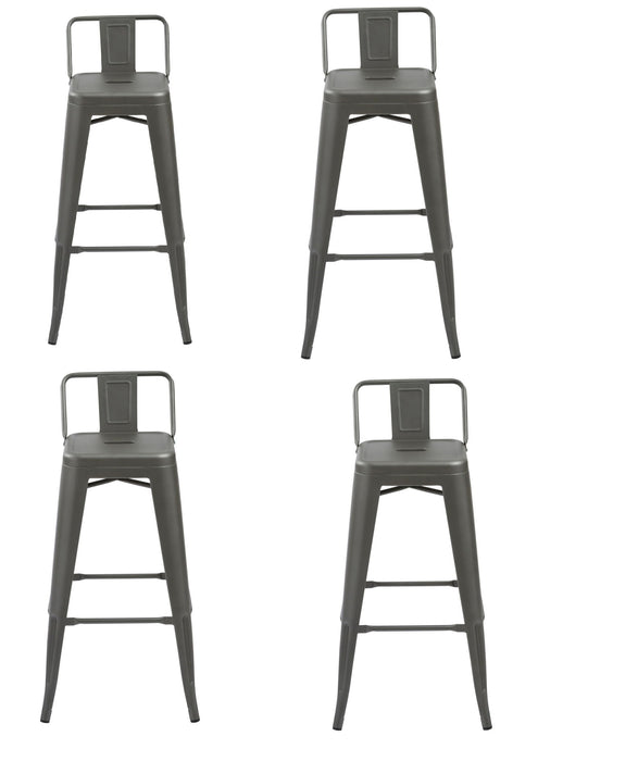 Metal Low Back Bar Height Bar Chairs (Set of 4) - Gray
