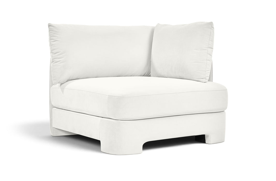 Velvet upholstered stationary chair by Meridian Furniture featuring plush fabric and a modern design.
