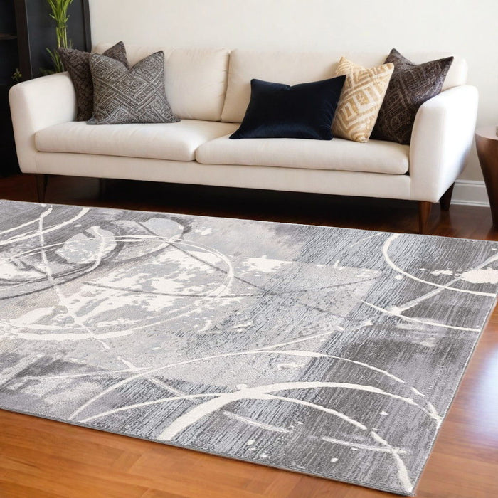 8' x 10' Abstract Power Loom Area Rug - Gray