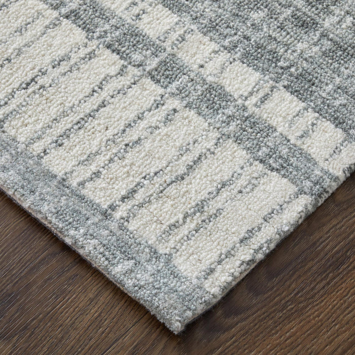 9' X 13' Wool Striped Hand Tufted Area Rug (744421) - Gray / White