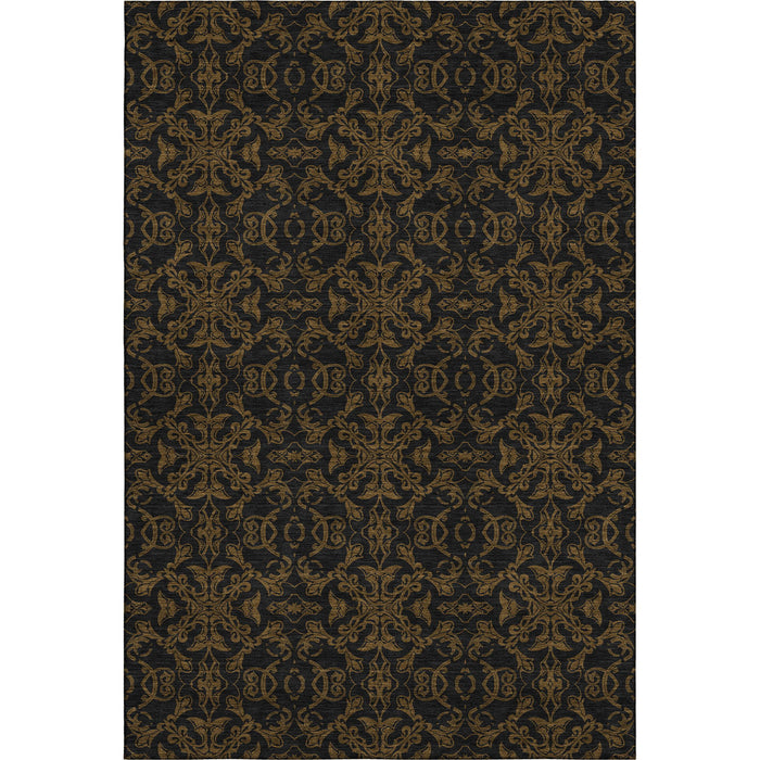8' X 10' Medallion Washable Area Rug With UV Protection - Brown And Charcoal