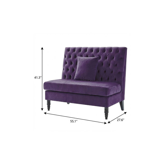 Velvet Loveseat - Plum / Black