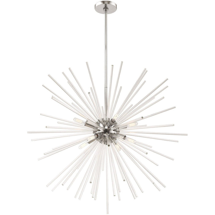 38" Eight Light Dimmable Chandelier With Shades - Silver