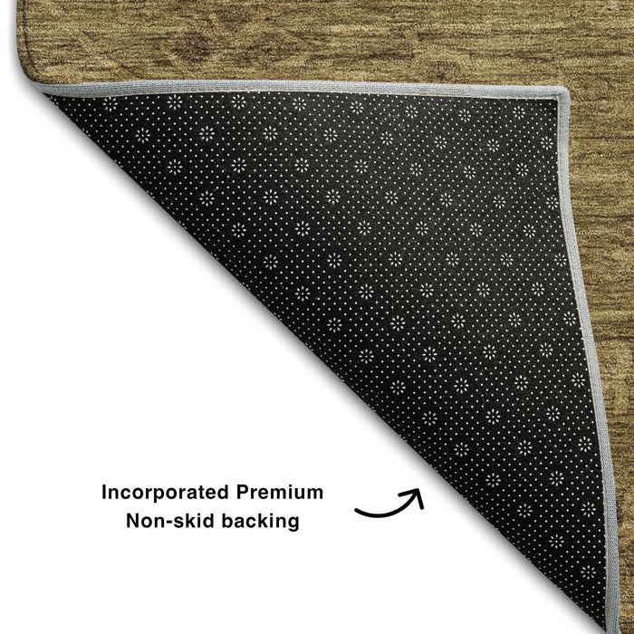 10' X 14' Medallion Washable Area Rug With UV Protection (684606) - Brown / Coffee