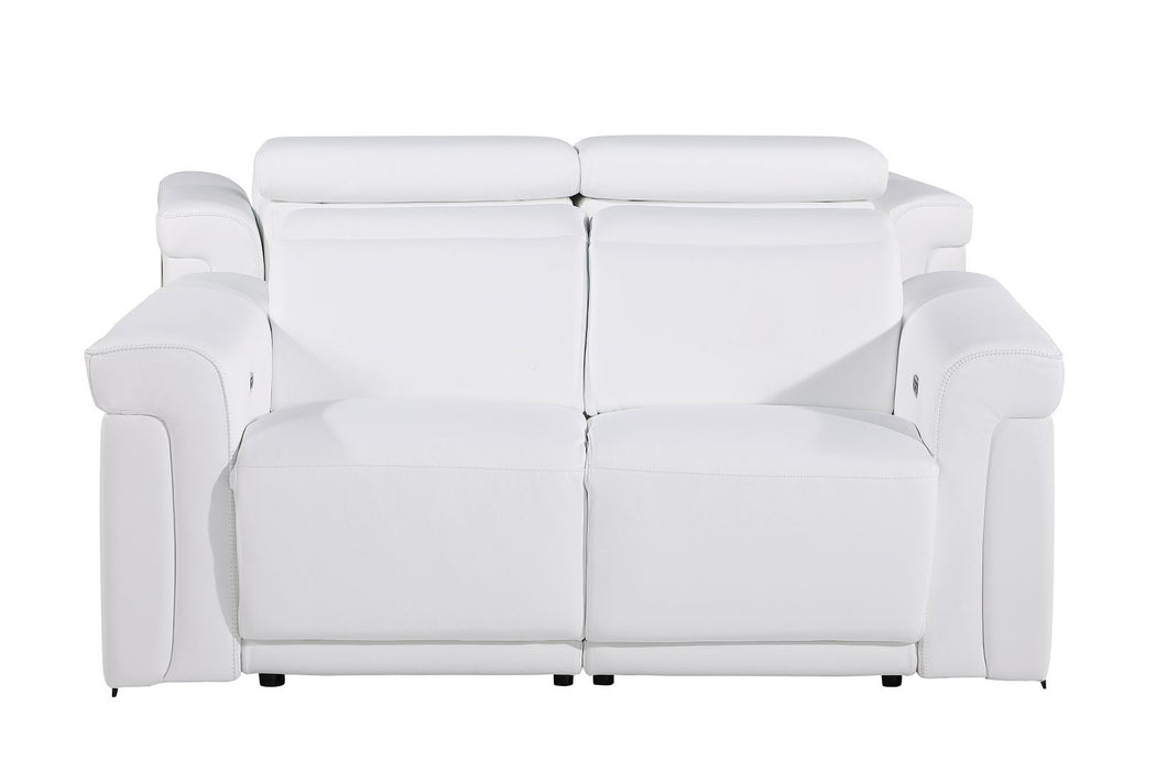 Italian Leather Power Reclining Loveseat (720494) - White / Black