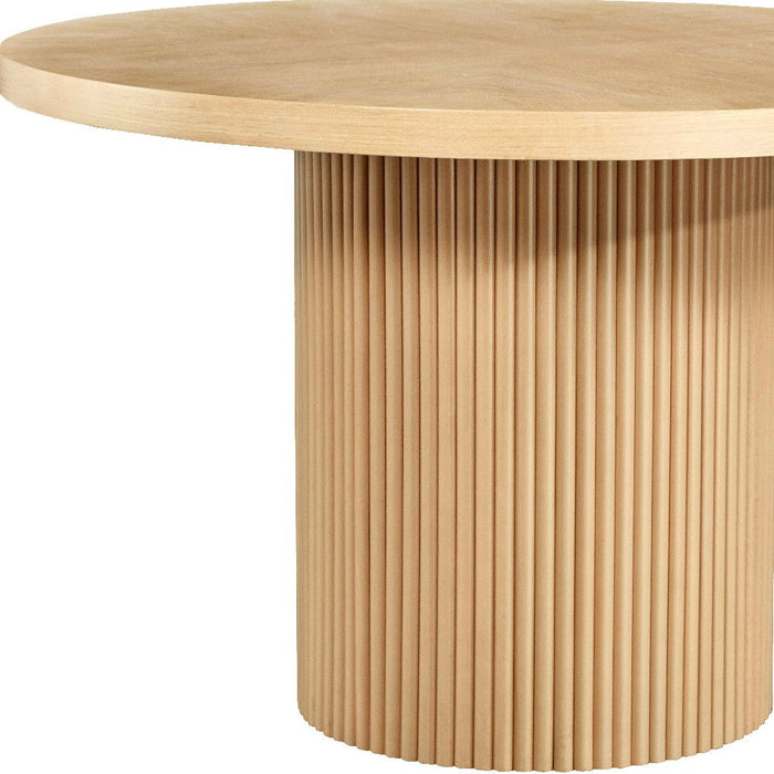 48" Wood Pedestal Base Round Top Dining Table - Oak