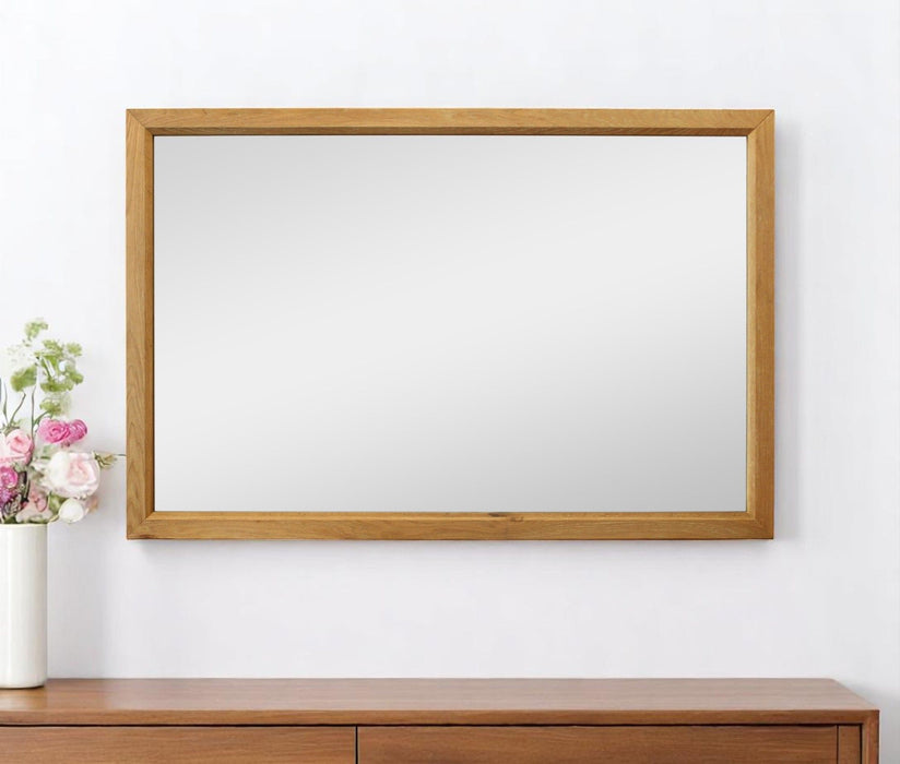 40" Solid Framed Mounted Accent Mirror - Natural