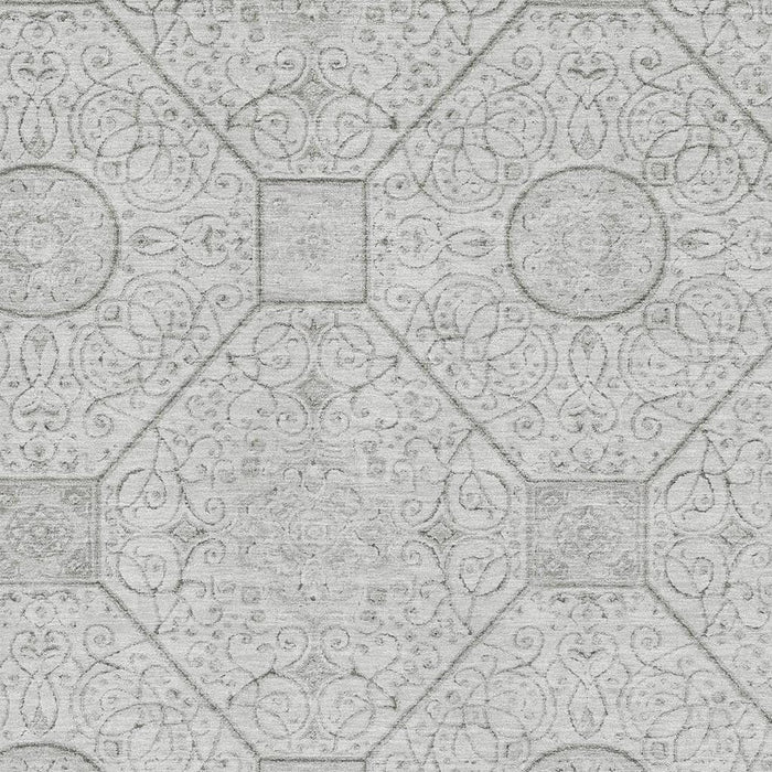 10' X 14' Geometric Washable Area Rug With UV Protection (700041) - Silver / Gray