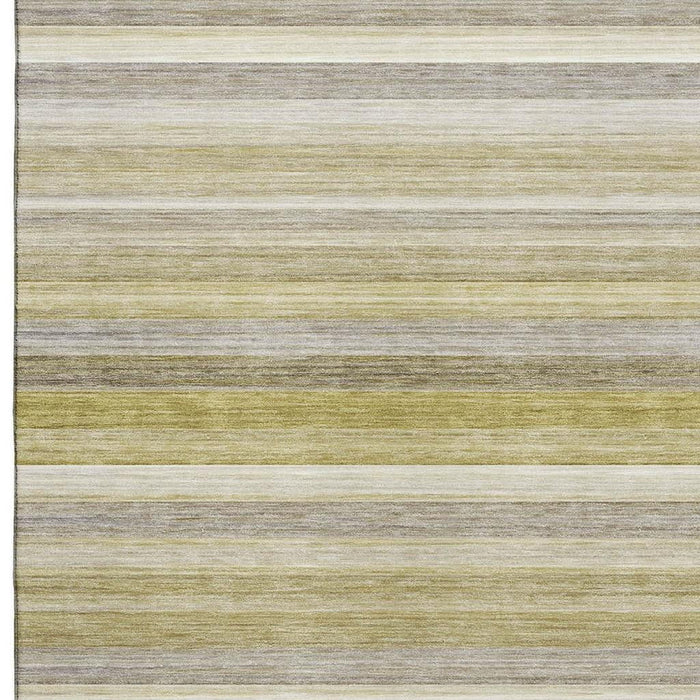 10' X 14' Striped Washable Area Rug With UV Protection (648064) - Wheat / Gray / Ivory