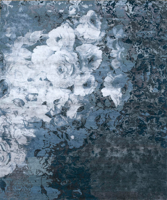 10' X 8' Contemporary Abstract Knotted Area Rug - Blue