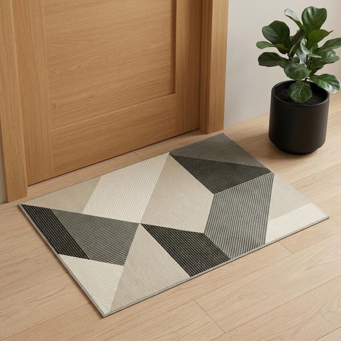 3' X 5' Geometric Area Rug (575260) - Ivory / Black