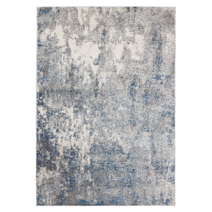 9' x 13' Blue Abstract Power Loom Area Rug - Gray And Light