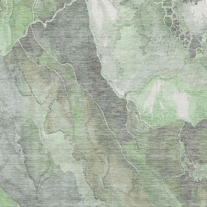 10' X 14' Floral Washable Area Rug With UV Protection (701383) - Green / Gray / Ivory