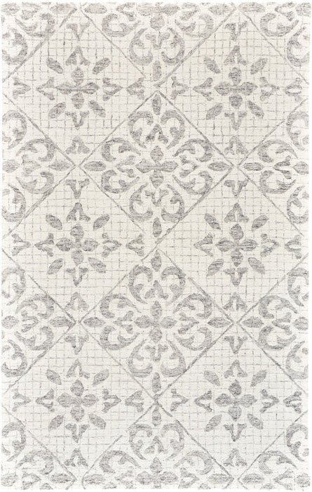 10' X 8' Wool Floral Hand Tufted Area Rug - Ivory And Gray