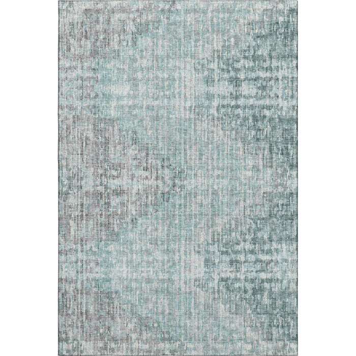 10' X 14' Geometric Washable Area Rug With UV Protection (710485) - Teal / Gray