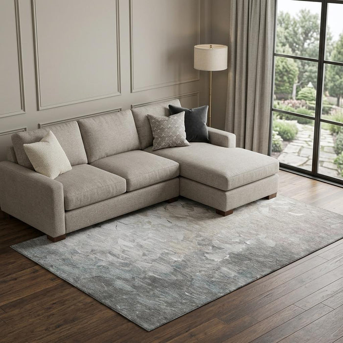 10' X 14' Abstract Washable Area Rug With UV Protection (696746) - Taupe / Gray / Silver