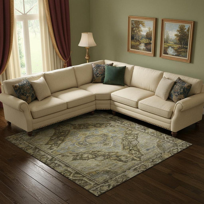 10' X 14' Oriental Washable Area Rug With UV Protection (700517) - Brown / Gray