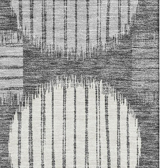 10' X 14' Geometric Washable Area Rug With UV Protection (671528) - Charcoal / Ivory