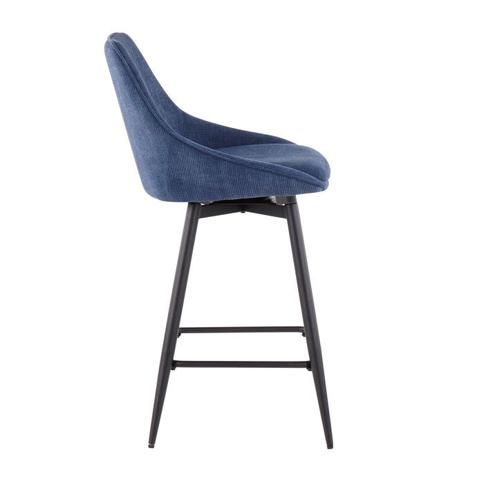 Diana - Counter Stool - Black Steel And Blue Corduroy (Set of 2)