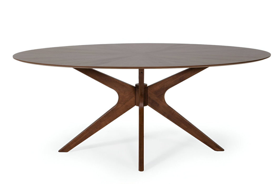 75" Oval Solid Manufactured Wood Pedestal Base Dining Table - Brown