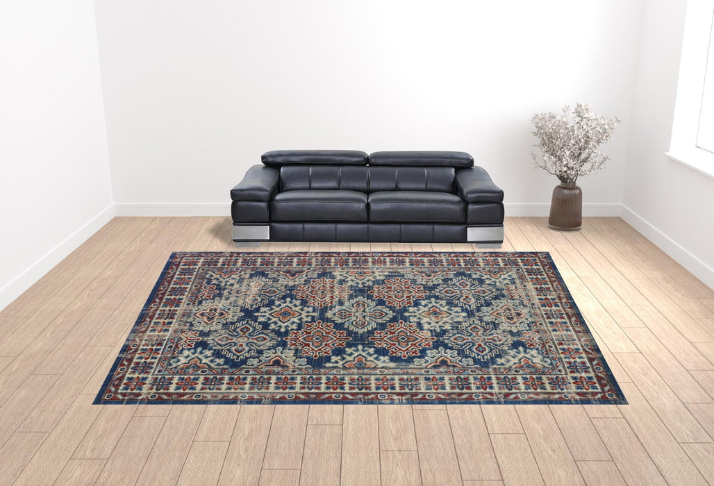 13' x 15' Abstract Power Loom Distressed Area Rug - Red Beige