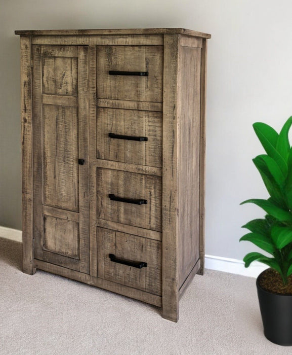 Solid Wood, Four Drawer Chest - Brown