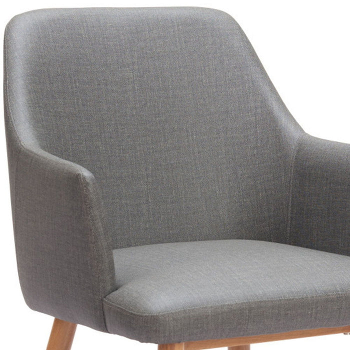 Upholstered Faux Leather Dining Arm Chairs (Set of 2) - Gray / Natural
