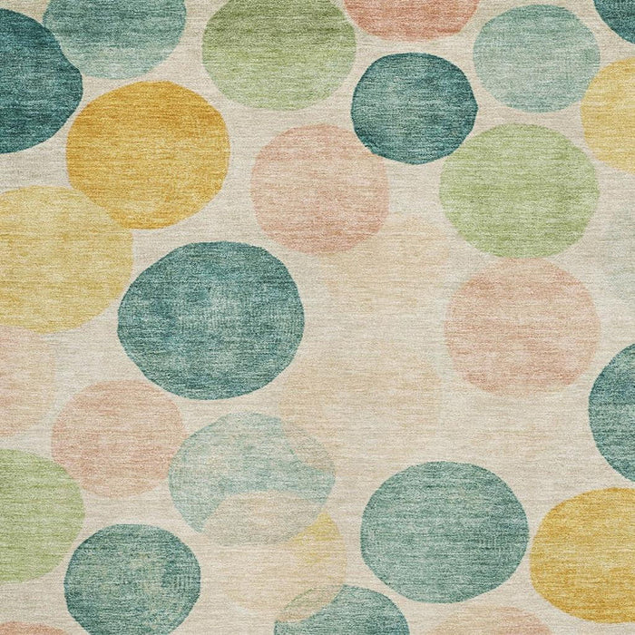 10' X 14' Geometric Washable Area Rug With UV Protection (707431) - Teal / Yellow / Coral
