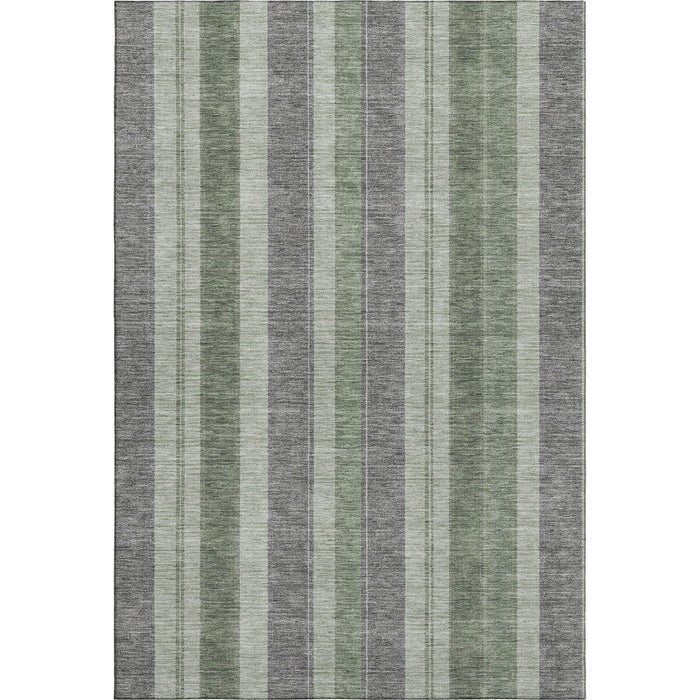 10' X 14' Striped Washable Area Rug With UV Protection (709276) - Green / Gray