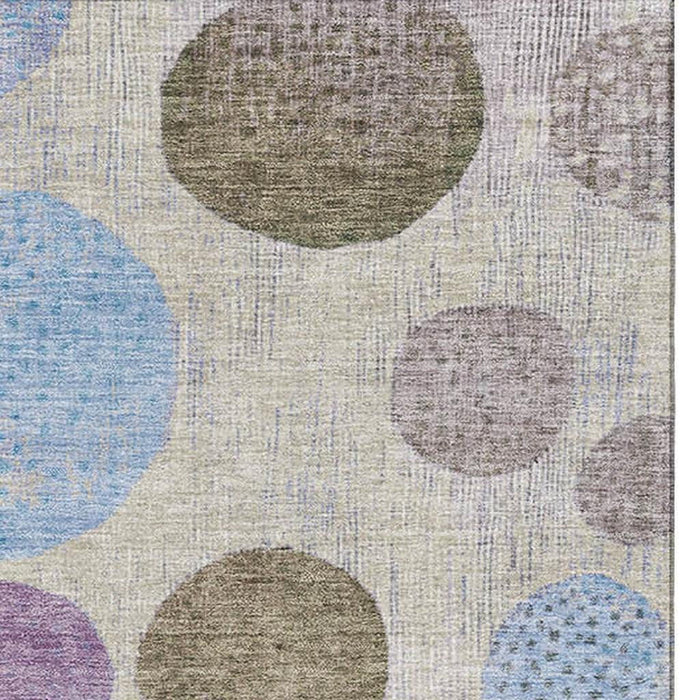10' X 14' Geometric Washable Area Rug With UV Protection (707473) - Taupe / Blue / Beige