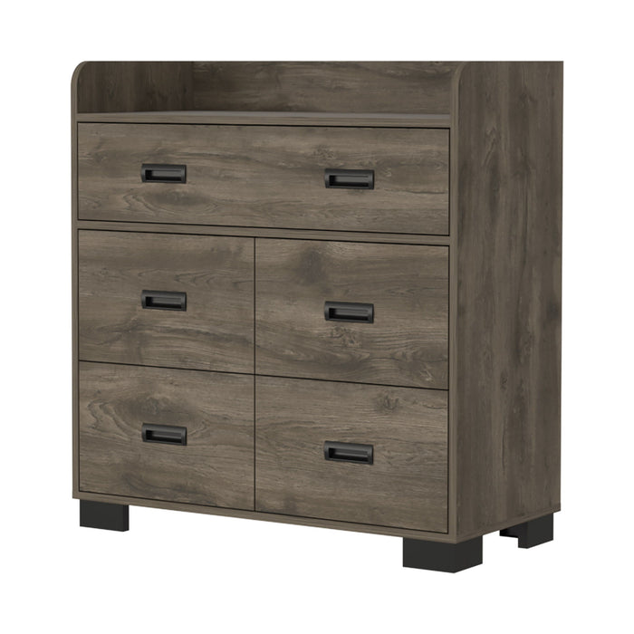 34" Five Drawer Dresser - Dark Brown