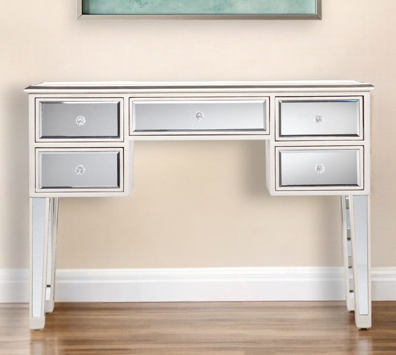 43" Mirrored Glass Console Table Drawers - Silver
