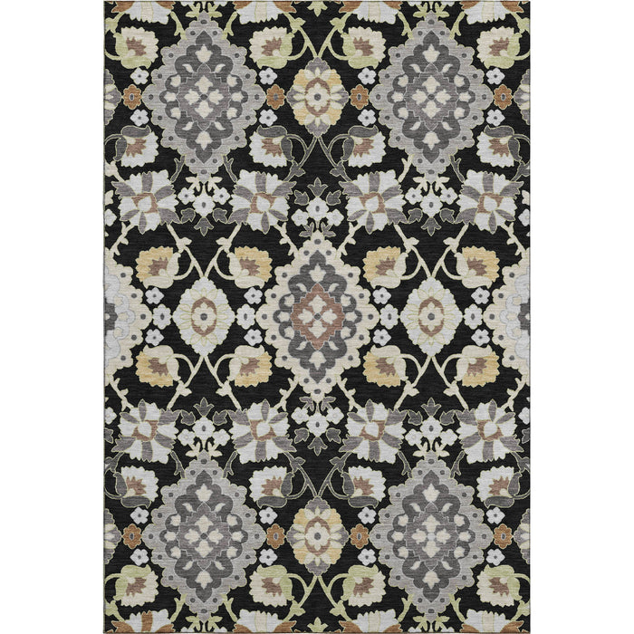 10' X 14' Oriental Washable Area Rug With UV Protection (678826) - Black / Gold / Gray