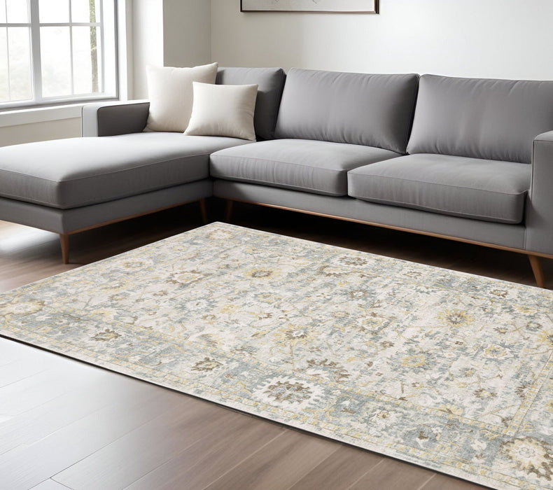 10' X 14' Oriental Hand Tufted Area Rug - Ivory And Blue
