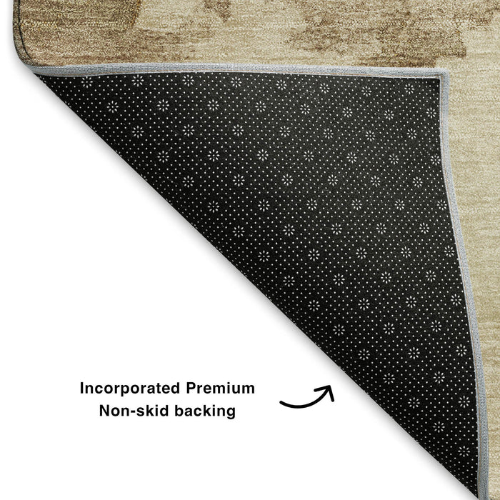 10' X 14' Abstract Washable Area Rug With UV Protection (701521) - Gold / Beige