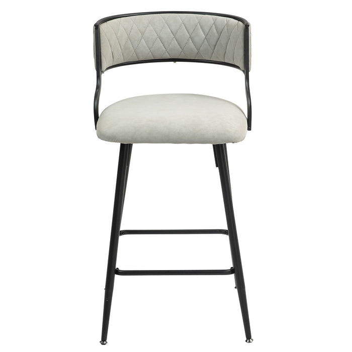 Set of 2 Giga counter height bar stools with powder-coated metal bases and footrests, showcasing modern design and comfortable seating.