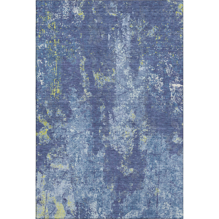 10' X 14' Abstract Washable Area Rug With UV Protection (693390) - Navy Blue / Lime Green