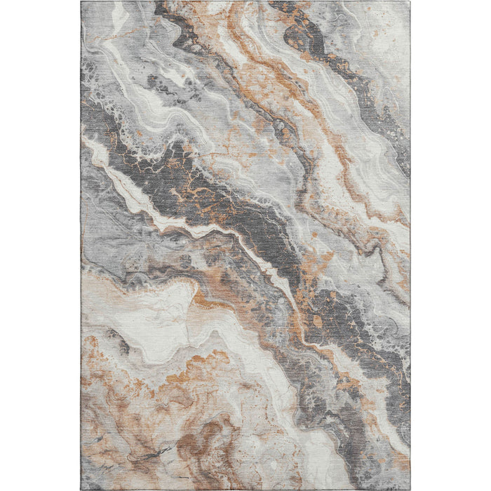 10' X 14' Abstract Washable Area Rug With UV Protection (697866) - Silver / Gray / Copper