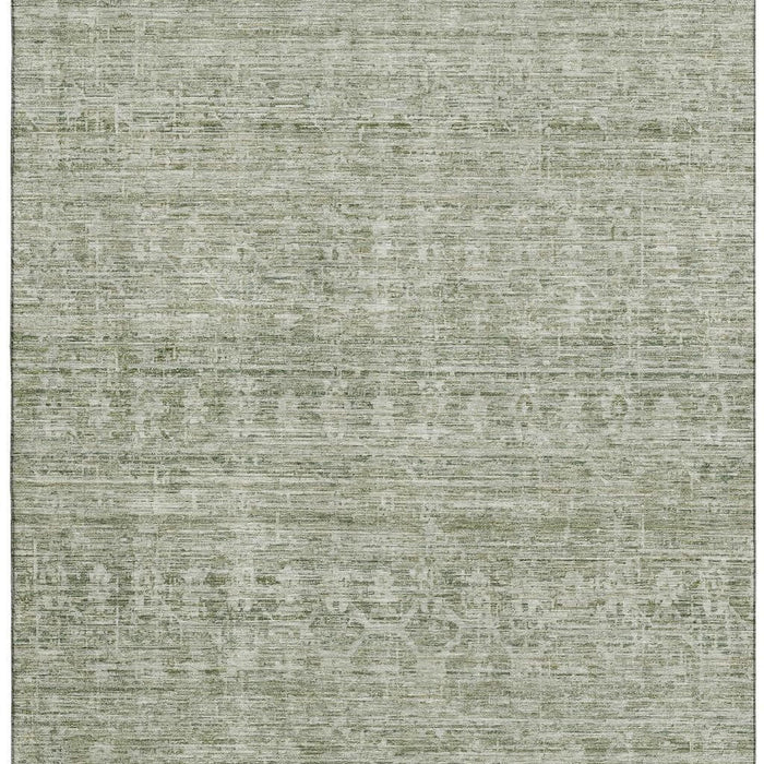 10' X 14' Striped Washable Area Rug With UV Protection (699975) - Sage / Beige