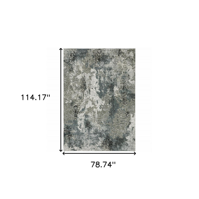 6' x 9' Abstract Power Loom Stain Resistant Area Rug - Ivory Gray Charcoal Blue And Navy