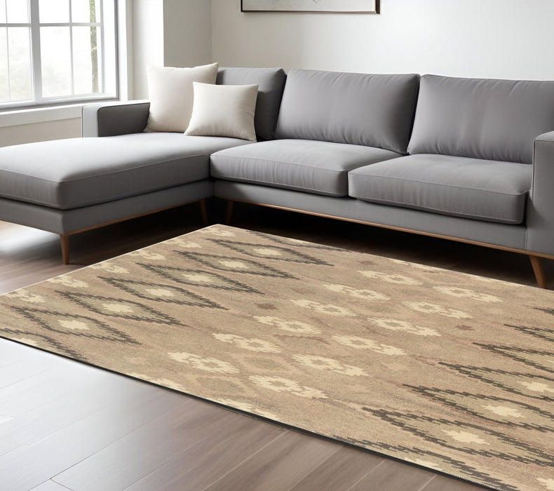8' X 10' Wool Abstract Hand Tufted Area Rug - Beige / Ivory