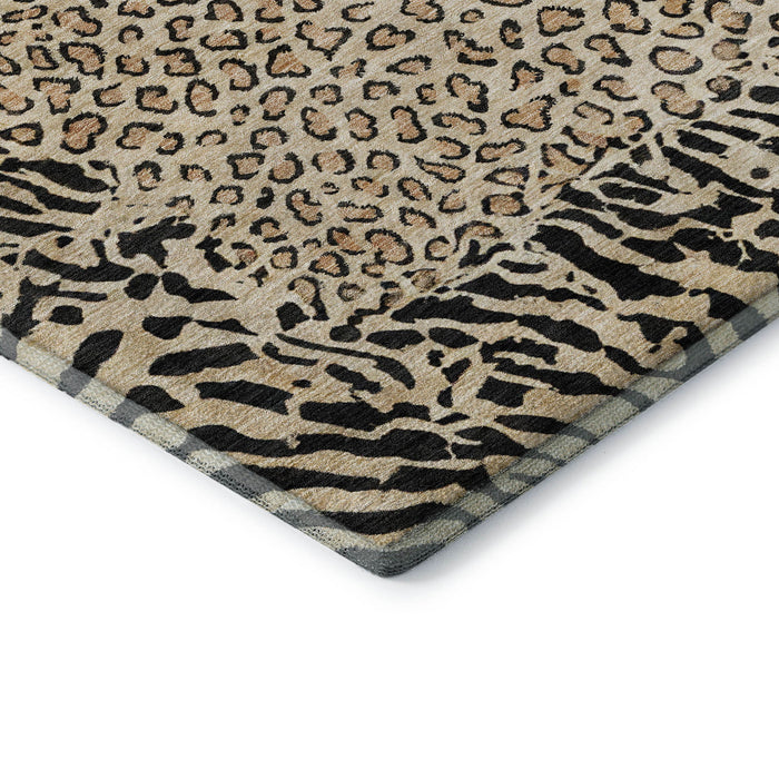 10' X 14' Animal Print Washable Area Rug With UV Protection (692040) - Gold / Black