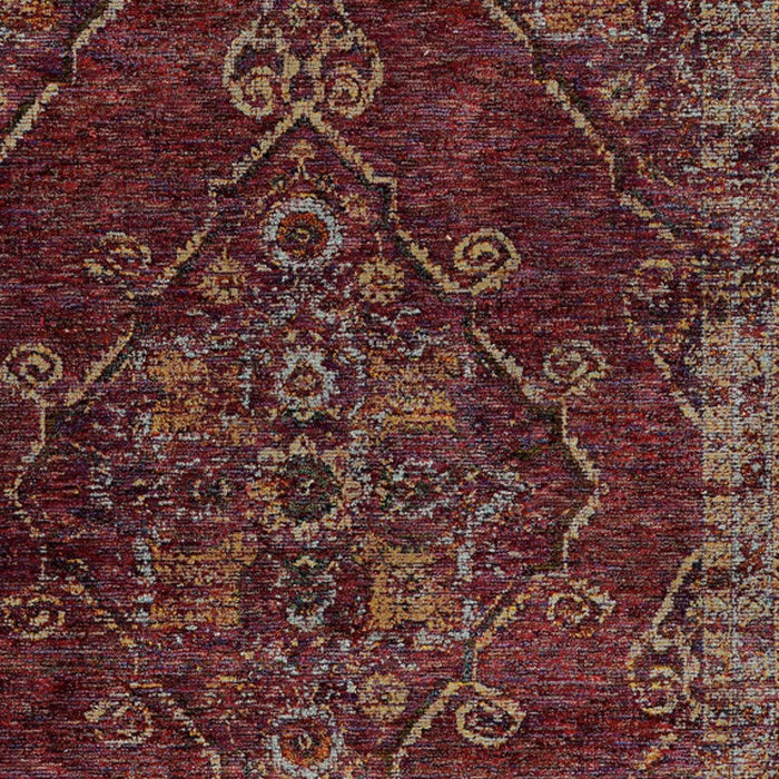10' x 13.1' Oriental Power Loom Area Rug - Red And Gold