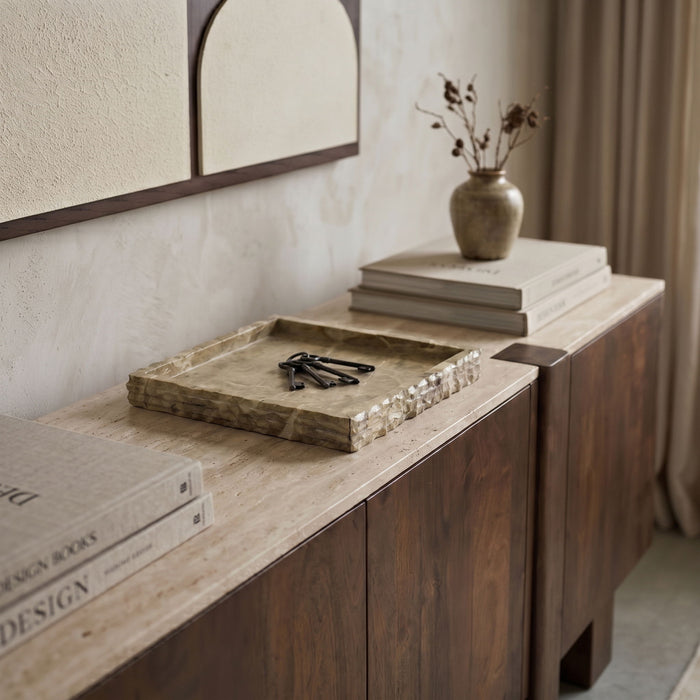 Elegant marble tray by Meridian Furniture with a smooth, polished surface and rounded edges, perfect for serving or decorative use.