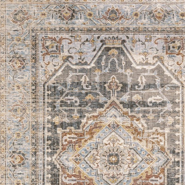 6' x 9' Machine Woven Medallion Indoor Area Rug - Gray Blue